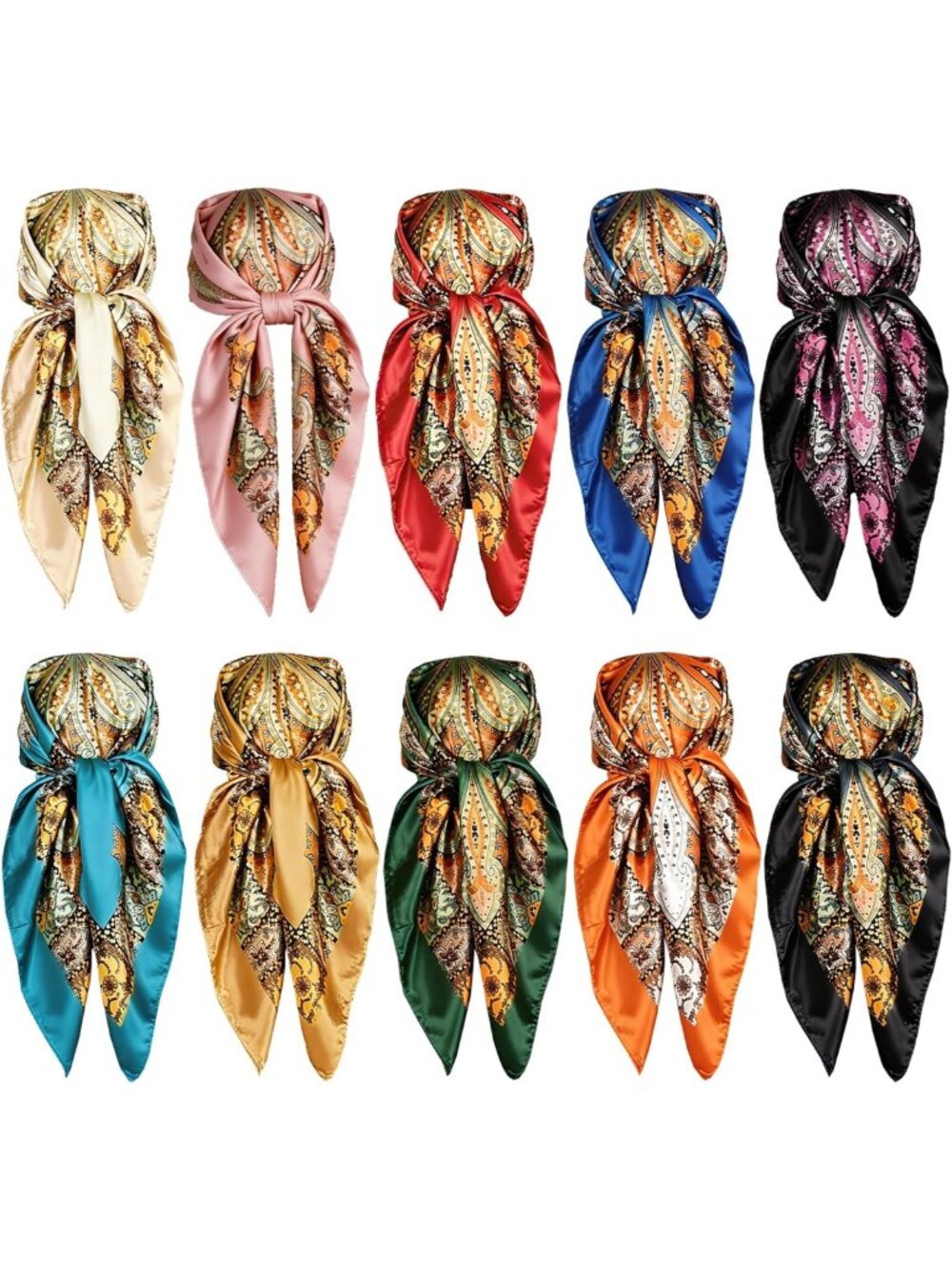 Large 35" Satin Head Scarf - Silk Feel Fashion Hair Wraps for Women & Girls